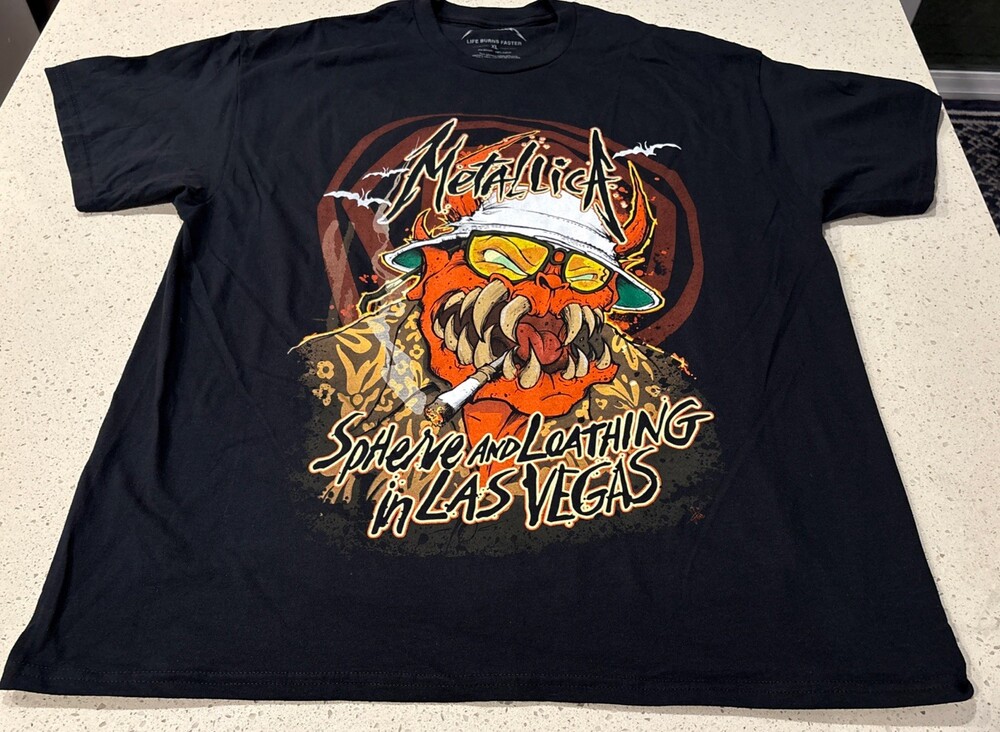 Metallica Sphere and Loathing Event Shirt XL Las Vegas Residency 26-27 W/Dates